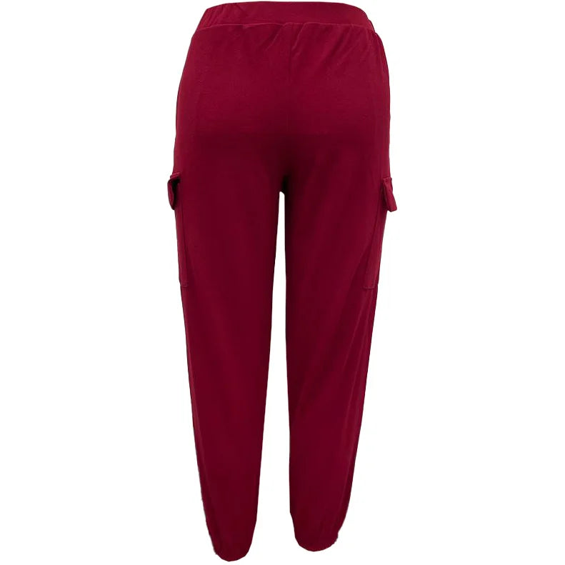 Rennactive London  New Ladies Cargo Combat Stretch Casual Trousers Womens Slim Fit Sport Joggers  Maroon