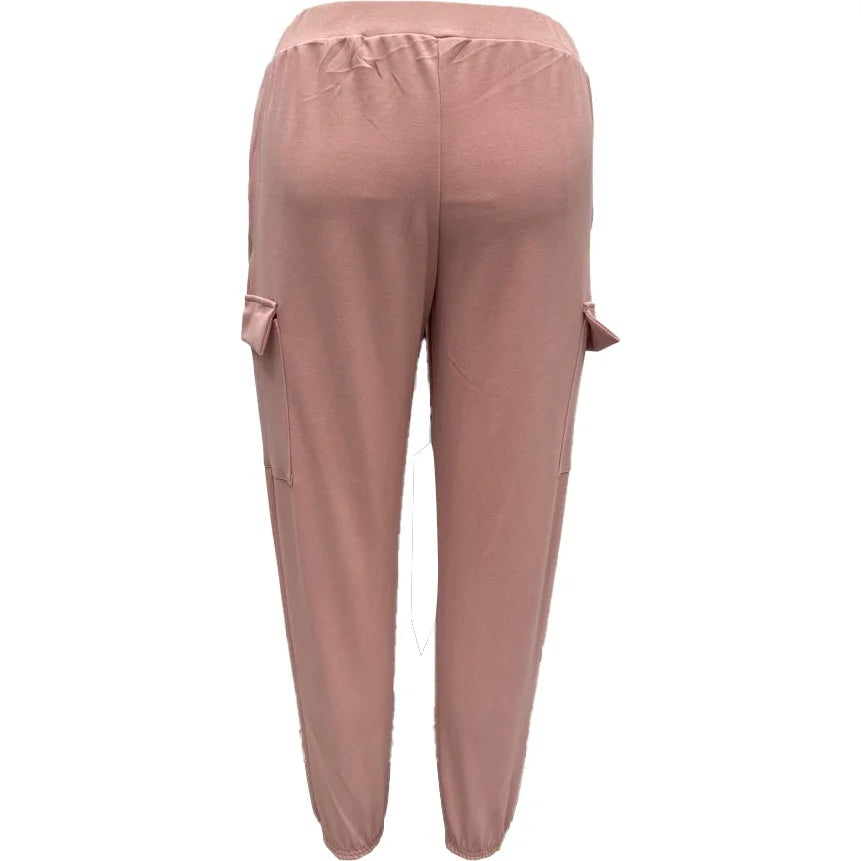 Rennactive London  New Ladies Cargo Combat Stretch Casual Trousers Womens Slim Fit Sport Joggers  Pink